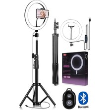 Empressco Kumandalı Youtuber Selfie LED Işık ve 210 cm Tripod 10 Inç(26 Cm) Kuaför Makyaj Işığı Tiktok Işığı