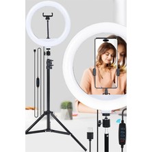 Empressco 14 Inç Ring Light 5500K Youtuber LED Işıklı 2.1 M Tripod Selfie Makyaj Işığı
