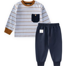 Cigit Çizgili Mevsimlik Pijama Takımı 1-8 Yaş Mavi