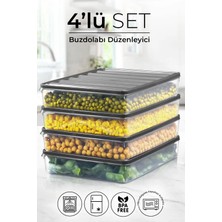 Empressco 4 Lü 2500 ml Buzdolabı ve Mikrodalga Saklama Kabı - Buzdolabı Organizeri Saklama Kutusu