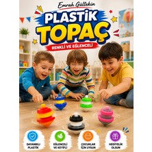 Emrah Gültekin Renkli Basmali Topaç Oyuncak 1 Adet Plastik Dönen Topaç Eğlenceli Çocuk Spor Oyuncağı