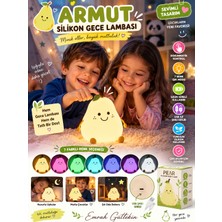 Emrah Gültekin Armut Silikon Gece Lambası USB Şarjlı Dokunmatik 7 Renk Çocuk Odası Gece Işığı