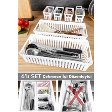 Empressco 6 Parça Modüler Çekmece Içi Organizer Set - Banyo Mutfak Makyaj Aksesuar Ofis Düzenleyici Beyaz
