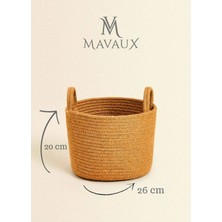 Empressco Çok Amaçlı, 20CM-26CM Küçük Boy, Yanları Saplı, Sepet, Jüt, Hasır, Dokuma Sepet, Düzenleyici