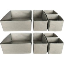 Empressco 8'li Gri Çekmece Içi Düzenleyici Organizer Set - Çok Amaçlı Dolap Içi Kutu Seti