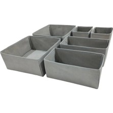 Empressco 6'lı Gri Çekmece Içi Düzenleyici Organizer Set - Çok Amaçlı Dolap Içi Kutu Seti