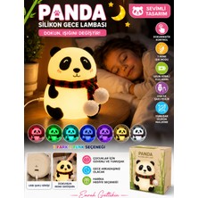 Emrah Gültekin Panda Silikon Gece Lambası USB Şarjlı Dokunmatik 7 Renk Çocuk Odası Gece Işığı