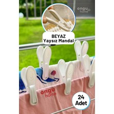 Empressco 24 Adet Yaysız Mandal Modern Kırılmaz Mandal Paslanmaz Mandal Beyaz Renk