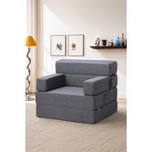 Homedius Melisa Tek Kişilik Modern Yataklı Koltuk Gri Renk Fonksiyonel Katlanır Tasarım 70x75x56 cm