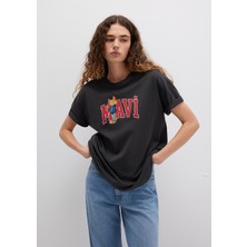 Mavi Kedi Logo Baskılı Antrasit Tişört 1613285-70087