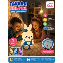 Emrah Gültekin Sevimli Tavşan Gece Lambası Şarjlı Dokunmatik Silikon Renk Değiştiren Hediye Paketinde