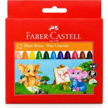 Faber-Castell 12 Renk Mum Boya Seti | Çocuk Boyama ve Resim Kalemi | Canlı Renkler | Wax Crayons