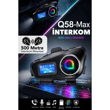 Mimtec Q58 Max 500M Telsiz Mesafeli Interkom Çift Sürücü Iletişimli Mp3 Fm Radyo Kurye Interkomu