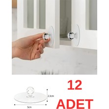 Empressco 12 Adet Dolap Çekmece Kristal Görünümlü Tutacak Set Pratik Yapışkanlı Mobilya Komidin Kulpu Askı