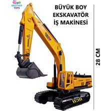 Büyük Boy Brother Toys Metal Kepçeli Paletli Ekskavatör Oyuncak İş Makinesi 28 Cm 3+ Yaş İçin İdeal
