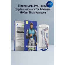 B iPhone 13/13 PRO/14/16E Full Cover Hd Glass Anti-Static Uygulama Aparatlı Cam Ekran Koruyucu