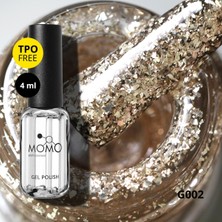 Momo Professional Glitter Kalıcı Oje G002, Yoğun Altın Parıltılı, 4 ml