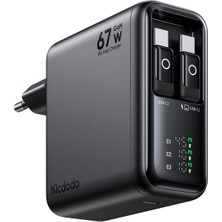 Mcdodo CH-8640 Freego Pro 67W Akıllı LED Ekranlı Geri Çekilebilir Kablolu Şarj Adaptörü