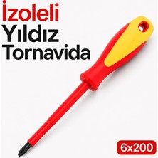Badem10 Izoleli Yıldız Tornavida 6X100 mm Elektrikçi Tipi Kaymaz Saplı Dayanıklı Tamir Montaj El Aleti