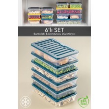 Empressco 6'lı Buzdolabı Organizer Mikrodalga ve Difrize Uygun Saklama Kabı Petrol 6 x 1200 ml