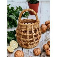 Empressco Hasır Rattan Bambu El Yapımı Kapaklı Sepet/ Çok Amaçlı Sepet/ Saklama Kutusu 20 cm