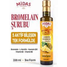 Midas Gourmet Bromelain Şurubu - L-Karnitin, Koenzim Q10, Vitamin B2 & B6 Destekli - 330 ml