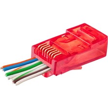 OEM Kırmızı Yeni Nesil Delikli RJ45 Jack Konnektör (10 Adet)