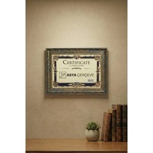 Asya Çerçeve Dekoratif Lüks Antik 21X30 (A4) Işlemeli Gold Lacivert Plastik Fotoğraf Çerçevesi
