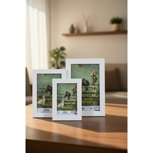 Asya Çerçeve Dekoratif Tokyo 3'lü Set (10X15, 13X18, 15X21) Plastik Beyaz Fotoğraf Çerçevesi