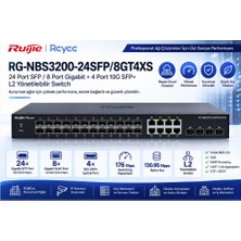 Reyee RG-NBS3200-24SFP/8GT4XS 24 Portlu, 24*1g Sfp, 8 10/100/1000BASE-T Kombo, 4*10G Sfp,l2 Yönetile