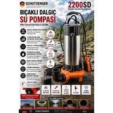 SCHUTZENGER 2200SD German Su Motoru 5 Hq Drenaj Dalgıç Atık Su Pompası Şamandralı Paslanmaz Gövde 2 Inç Bıçaklı Model Otomatik 110 mt Yatay Su Atar