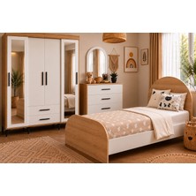 Afilli Ildır Çocuk Odası Takımı 3 Parça Beyaz MDF Malzemeden Modern Tasarım