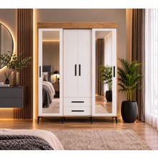 Afilli 2 Kapaklı Sürgülü Gardrop Beyaz MDF Malzeme ile Modern Tasarım ve Ayna