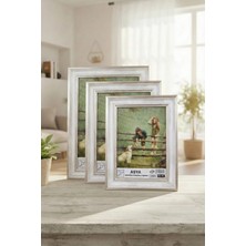 Asya Çerçeve Dekoratif 3'lü Set Antik Desenli Gümüş 10X15 - 13X18 - 15X21 Ayaklı Plastik Fotoğraf Çerçevesi