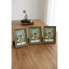 Asya Çerçeve Dekoratif 3'lü Set Antik Desenli Yeşil 15X21 Ayaklı Plastik Fotoğraf Çerçevesi
