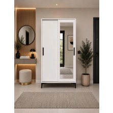 Afilli Olivia Beyaz Sürgülü Portmanto 180 cm Yükseklik 90 cm Genişlik Tamamı MDF Modern Tasarım