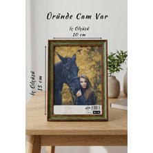 Asya Çerçeve Antik Zarif 10X15 cm Yeşil Fotoğraf Çerçevesi Camlı Ayaklı Dekoratif Masaüstü & Duvar Tipi Plastik Çerçeve