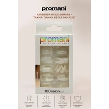 Promani Airbrush Nails Square - Takma Tırnak Beyaz 100 Adet