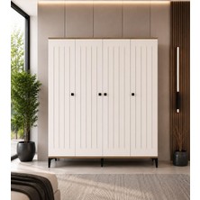 Afilli Arya 4 Kapaklı Gardrop MDF Malzeme Atlas Çam Beyaz Renk Modern Tasarım Ayna Yok