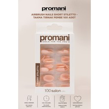 Promani Airbrush Nails Short Stiletto - Takma Tırnak Pembe 100 Adet