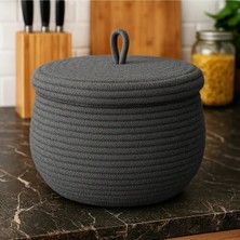 Empressco Mutfak, Banyo ve Ev Için Halat Hasır Sepet 17X21 cm – Kapaklı Saklama Sepeti Honeypot