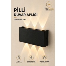 Fluvera Gün Işığı Pilli 12W LED Duvar Apliği Siyah | Çift Yönlü Işık | | Modern Dekoratif Aydınlatma3 LED | | Iç & Dış Mekan Duvar Lambası