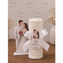 Tuğba Design House Kişiye Özel Gelin Damat Figürlü Kartlı Havlu Bohça Hediyeliği 20 Adet