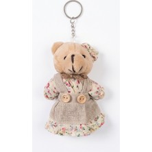 Elaris Concept Çiçek Desenli Elbiseli Peluş Ayıcık Anahtarlık (12 Cm)