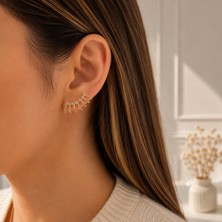 Hotchic Hotchıc Luna Işıltılı Taşlı Gold Çelik Küpe