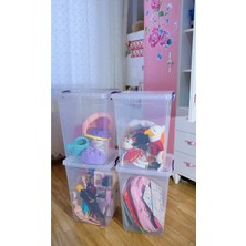 Empressco 30 Litre 4 Adet Plastik Kilitli Kapaklı Dikey Derin Saklama Düzenleme ve Depolama Kutusu