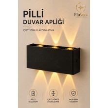 Fluvera Pilli Amber 12W 3 LED Çift Taraflı Siyah Duvar Aplik Dekoratif LED Aydınlatma Iç Dış Mekan