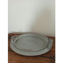 Hureggo Vintage Mardin Işi Çift Taraflı Yoğun Işlemeli Ağır Sunum Tepsisi (40 Cm)