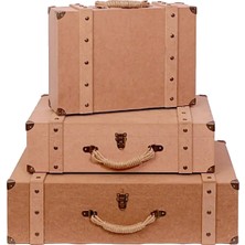 Empressco Boyanabilir Ham Mdf Dekoratif Bavul 3'lü Set