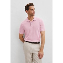 Madmext Pembe Overfit Kısa Kollu Polo Yaka Erkek Tişört 7029